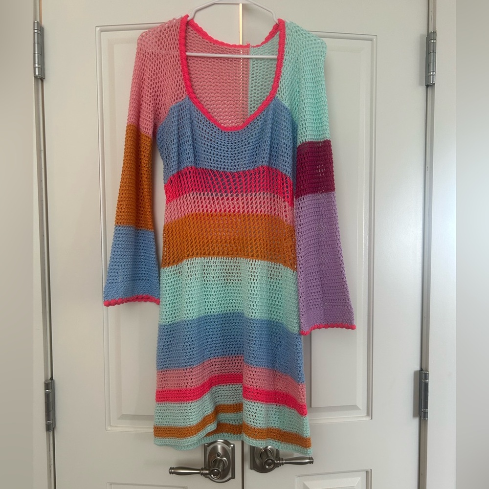 Colorful, knitted cover-up